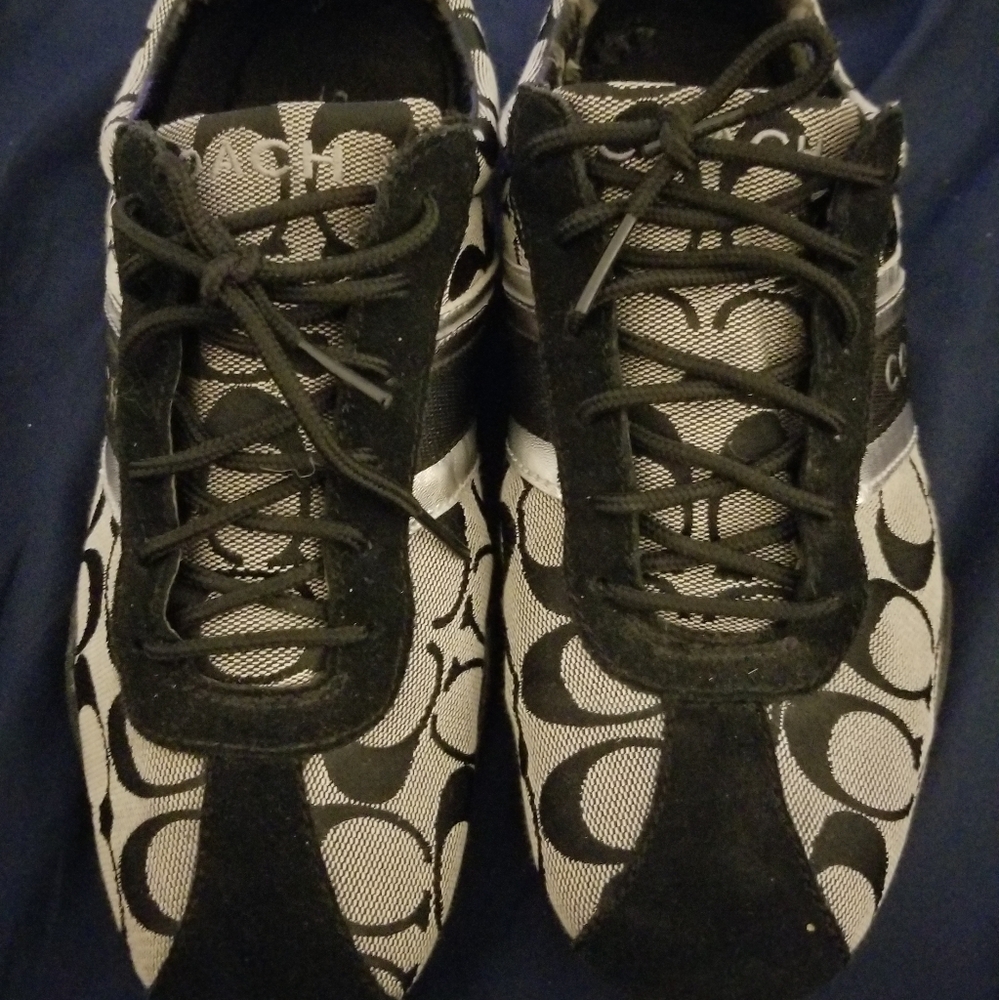 Women's Black Gray Coach Sneakers 9 M